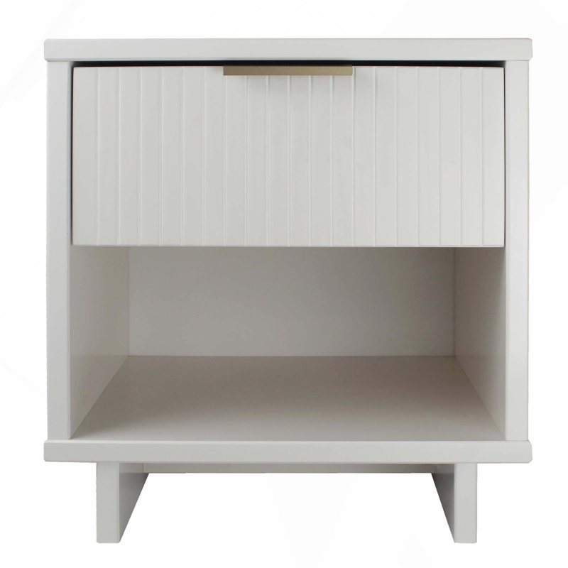 Table de chevet 18 po en blanc (1 tiroir), Blanc