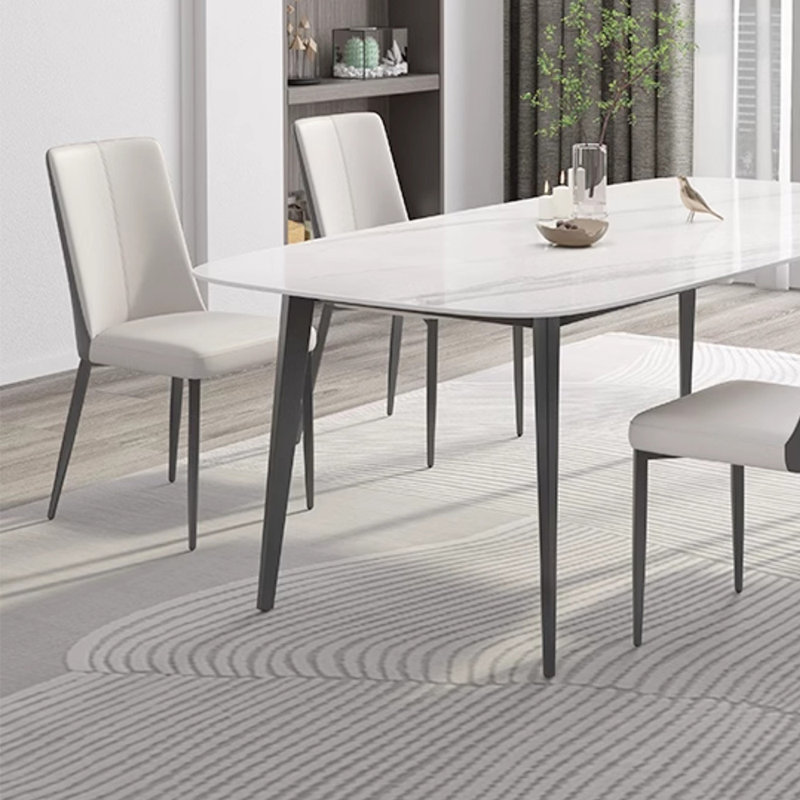 Carbon steel rock plate rectangular dining table, 29.52"H x 70.86"L x 35.43"W