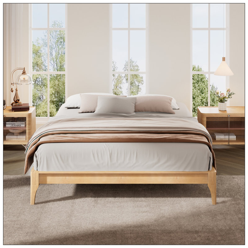 Lit pour chambre à coucher, Naturel, Lit double