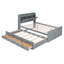 Lit double en bois avec tête de lit avec prises de courant, lit extensible avec lit gigogne simple-1227330809