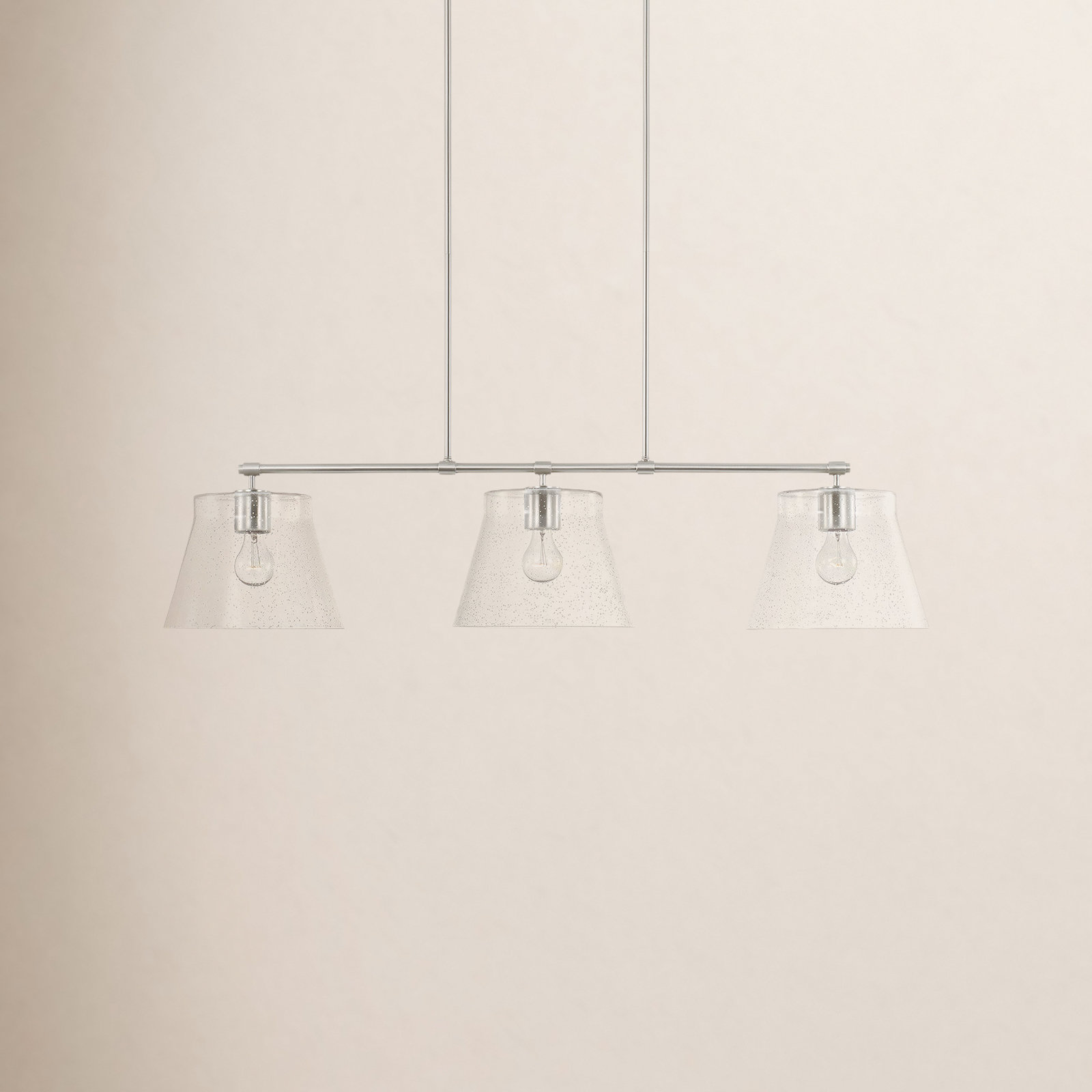 Alorie 3 Light Glass Dimmable Pendant, Brushed Nickel