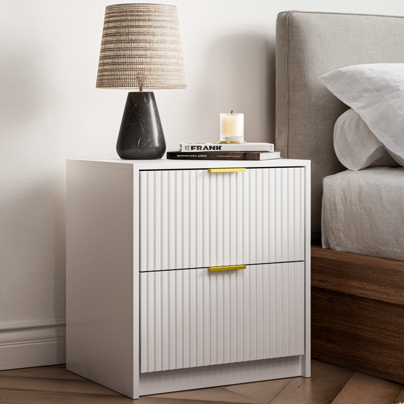 Nightstand With 2 Drawers (set Of 2), White