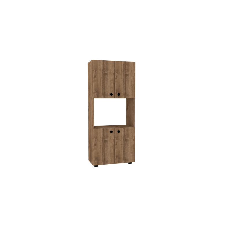 Elegant Walnut Kitchen Cabinet with Numerous Shelves, 23.6 x 55.1 x 12.4 inches | 100% Melamine Coated Particle Board, Thickness: 0.7 inches | Traditional Rustic Design, Perfect for Additional Storage in Any Kitchen