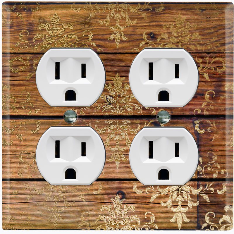 Brown Damask Wood Flower Leaves Print Landscape & Nature 4 - Gang Toggle Light Switch Standard Wall Plate