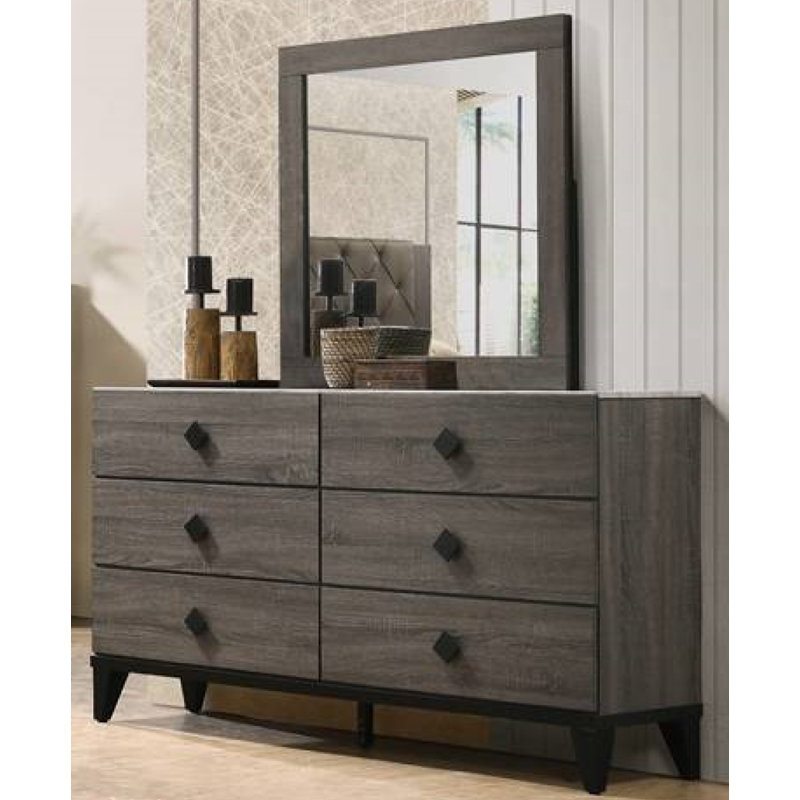 6 Drawer Double Dresser with Mirror