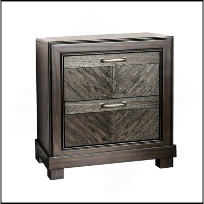 2 Drawers Nightstand With Nickel Bar Pulls,Espresso