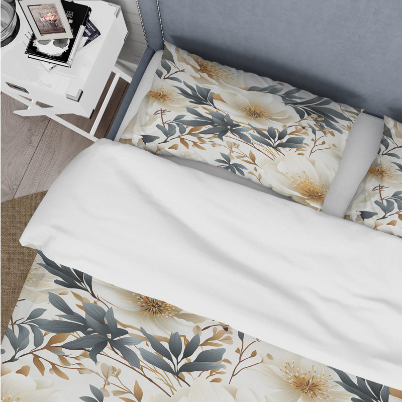 Ensemble de housse de couette Coastal Tranquil Florals Collage UnveILE IV, Housse de couette pour très grand lit et 2 très