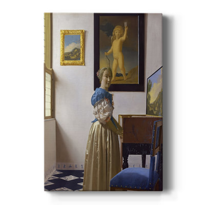 A Lady Standing at a Virginal -Gallery Wrapped Canvas by Johannes Vermeer