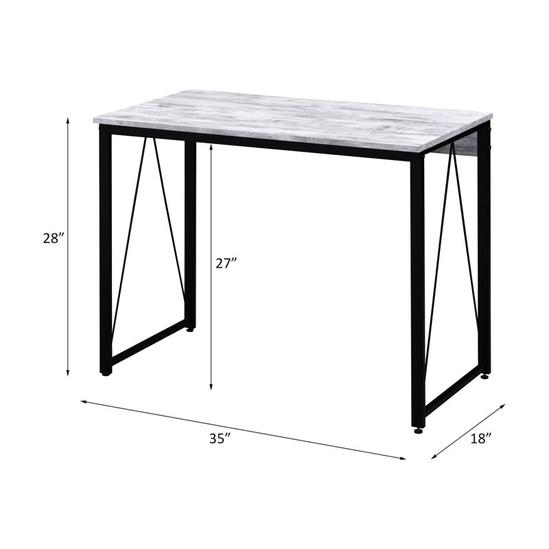 Antique White&black Desk - Modern Minimalist Design 15mm Thick Rectangular Tabletop Metal Base With V-shaped Feature Composite Wood Construction Sufficient Leg Space Writing And Stylish Office