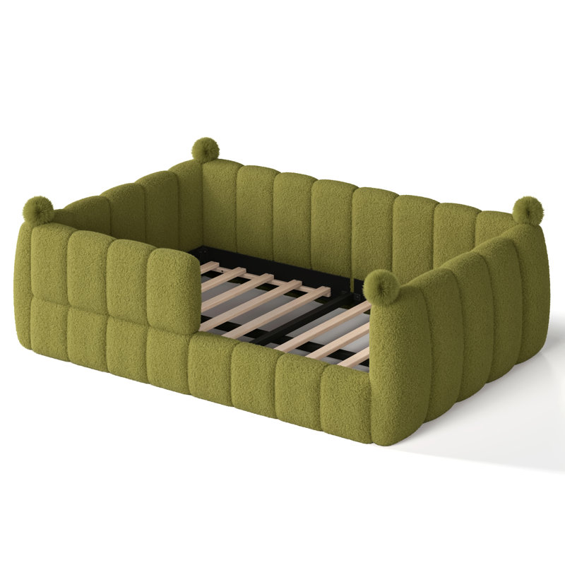 Lit double tapissier Montessori, Full, Green