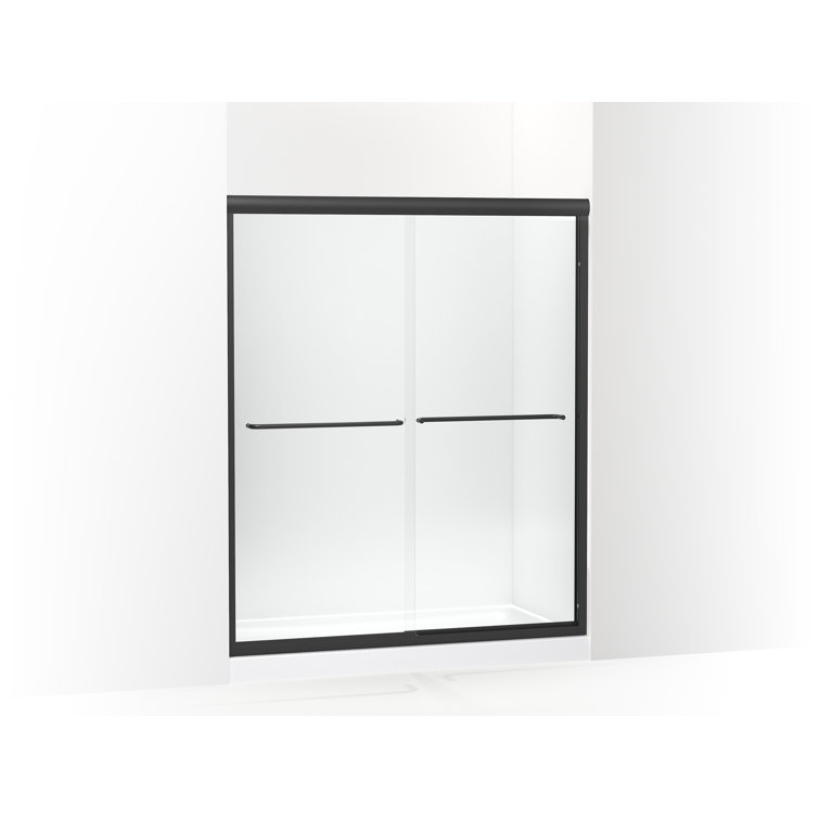Finesse 54.62'' - 59.62'' W x 70.06'' H Double Added Frameless Shower Door with Clear Glass