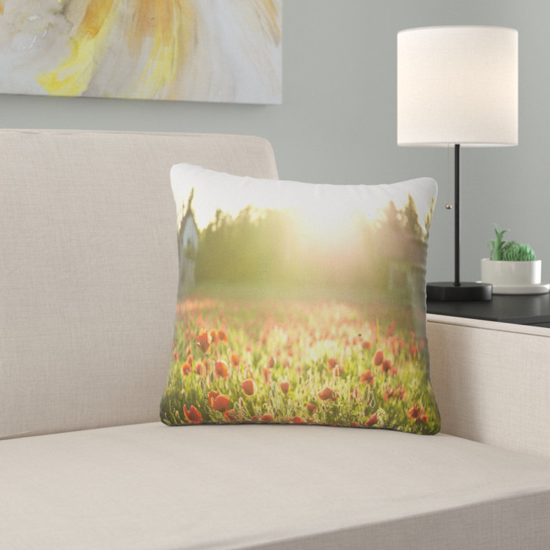 Coussin Poppy Field, 16 po x 16 po, Coussin décoratif