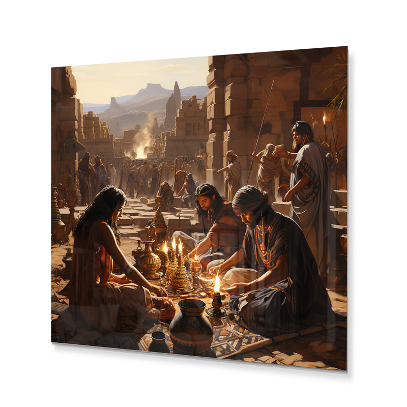 Égypte, anciens rituels égyptiens II - reproduction d'art sur métal sans cadre, H 23 po x l 23 po x P 1 po