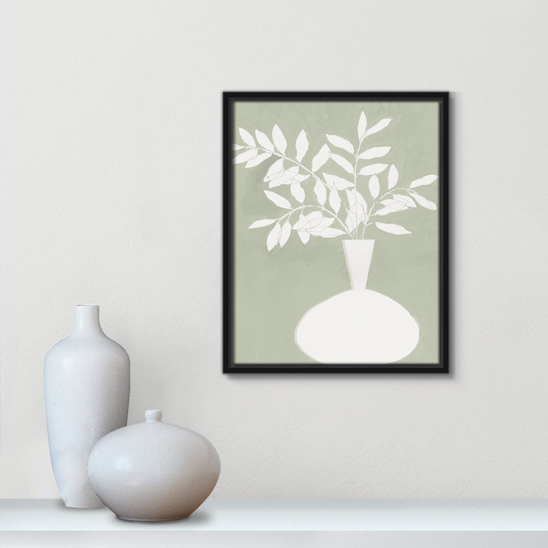 «Sage Vase II» par Aria K, 12.5'' W x 15.5'' H, Framed Canvas, Black Floater