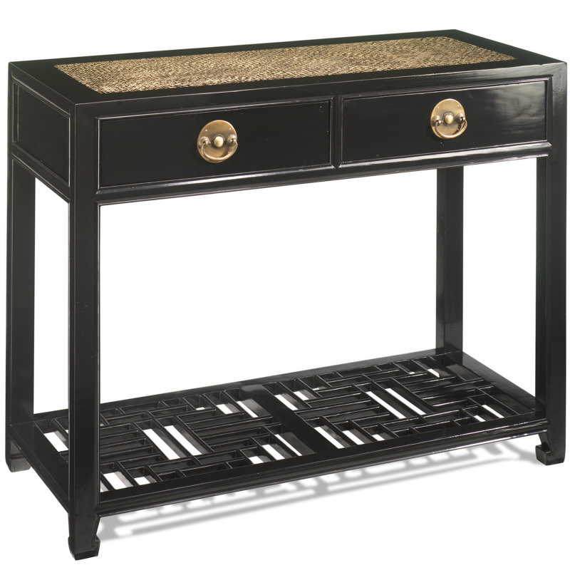 Hangzhou 105cm Solid Wood Console Table, Black Lacquer