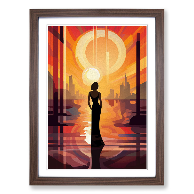 Single Picture Frame Print on Wood, Walnut Framed, 34cm H x 25cm W