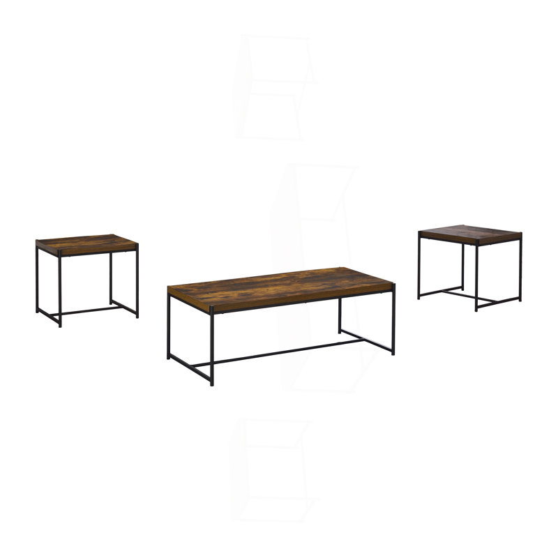 Ensemble de 3 tables basses et tables_Table basse, Plateau noir / structure noire