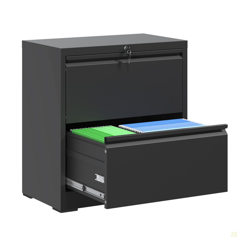 2 Drawer Lateral File Cabinet With Lock, Metal Lateral Filing Cabinet For Home Office, Steel Wide Horizontal Filing Cabinets For Letter/Legal/A4/F4 Hanging Files