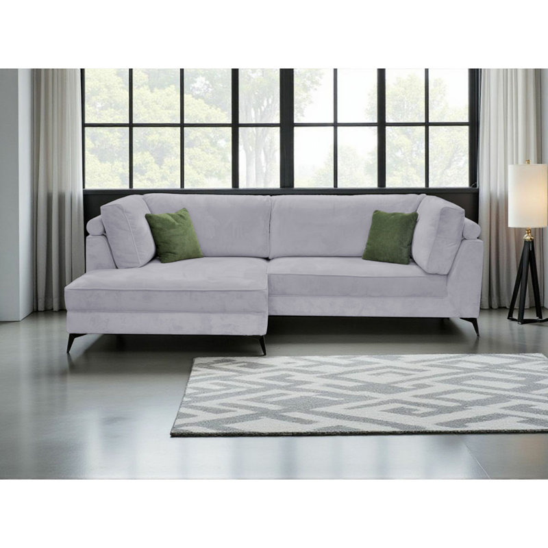 3 Seater Corner Sofa, Silver, Left Hand Facing