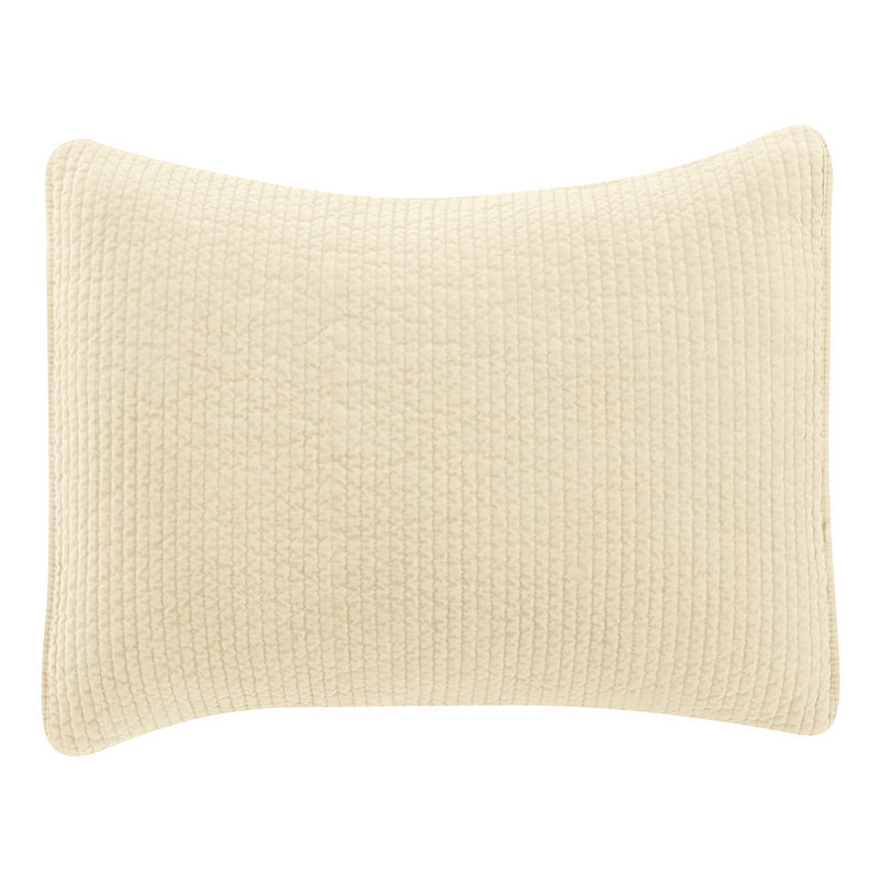 Kobie Stonewashed Cotton Quilted Modern Rustic 1 Piece Pillow Sham, Light Tan, Standard/Twin