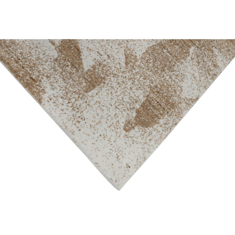 Abstract Area Rug in White/Copper, Rectangle 6' x 9'