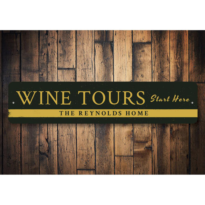 Panneau en aluminium Wine Tours, H 6 po x l 24 po x P 0,06 po