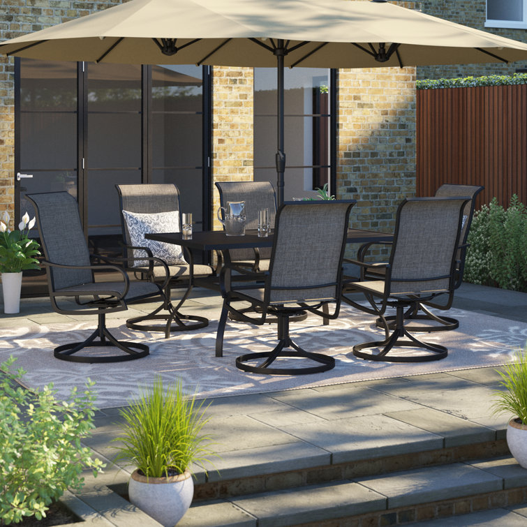 Alyah 6 - Person Metal Patio Dining Set with Rectangular Table
