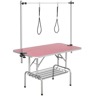 69.7 in. H x 46.5 in. W x 24 in. D Adjustable and Foldable Dog Folding grooming table