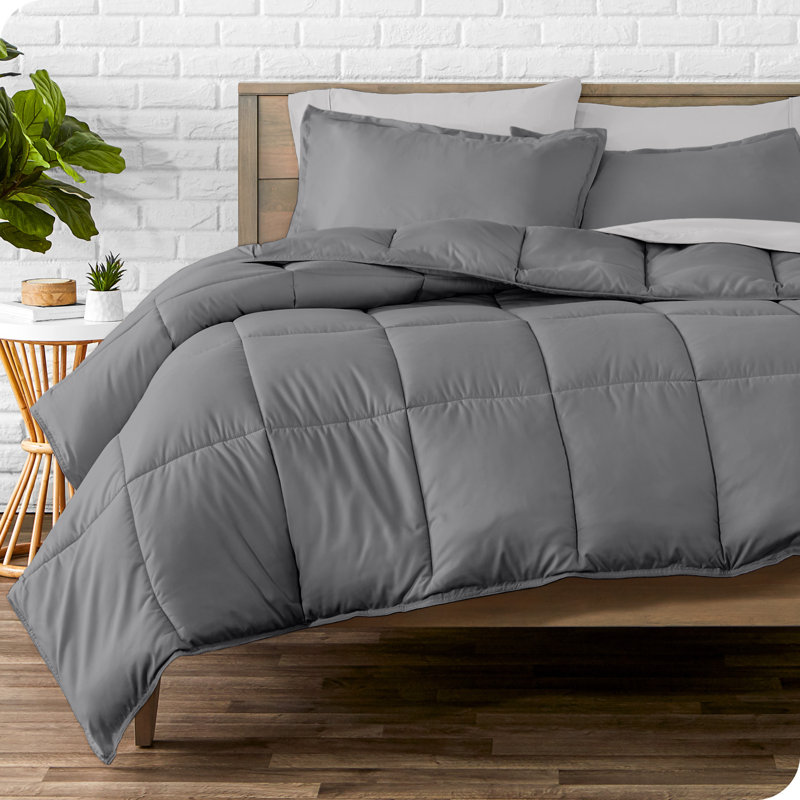 Microfiber Bed-In-A-Bag, Gray/Light Gray, Queen Comforter + 6 Additional Pieces