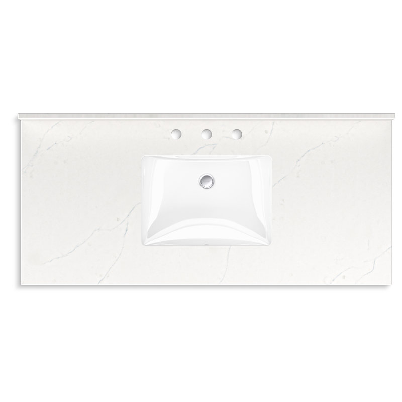 Malin By Studio McGee 48 in. Bathroom Vanity Cabinet With Sink And Quartz Top, Polished Nickel, White