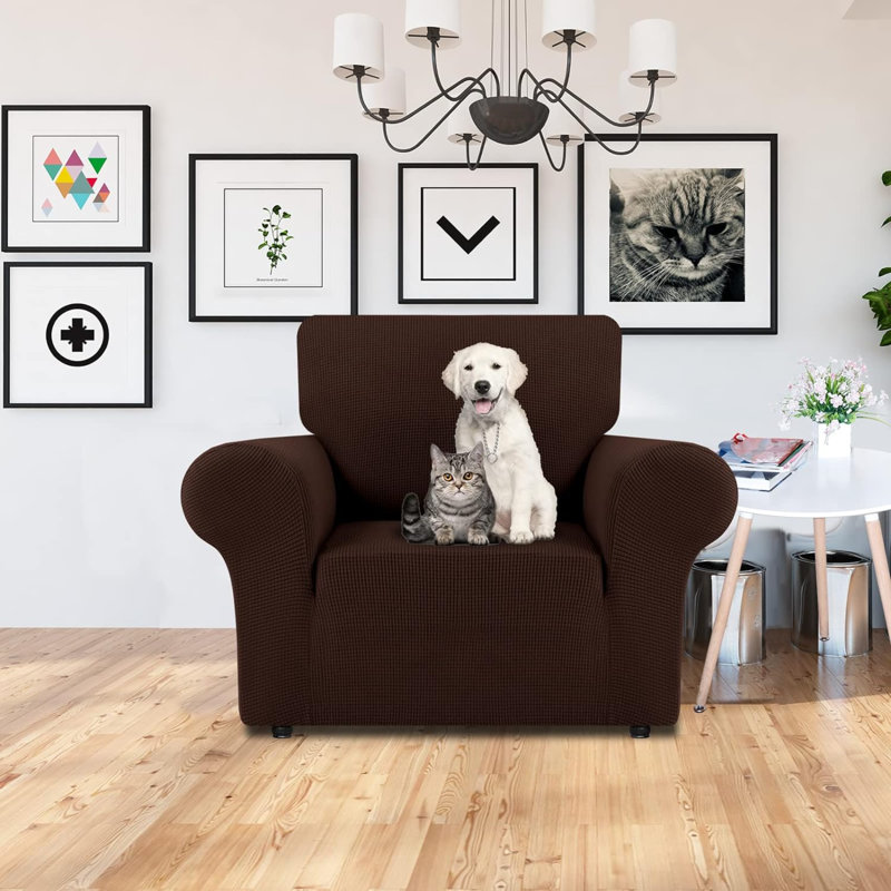 Housse pour fauteuil à coussins carrés/rectangulaires, Polyester chocolat