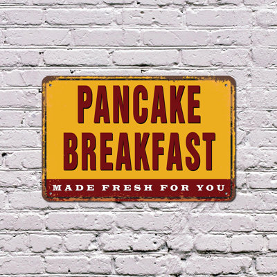 Pancakes 13 Inch x 20 Inch Plastic Sign