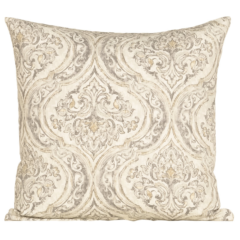 Coussin 100% coton Magnolia Home Fashions, Plumes, Brun clair damassé, H 16 po x l 16 po