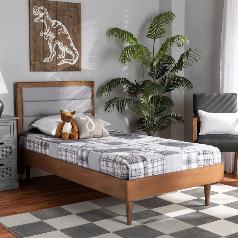 Lit plateforme simple en bois Dreden, Gris clair