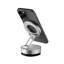 Support de voiture magnétique à ventouse pour support de téléphone réglable à 360 ° avec bras pliable, 20 anneaux de préhension magnétique, patin adhésif pour tableau de bord de cuisine de bureau de pare-brise, argent