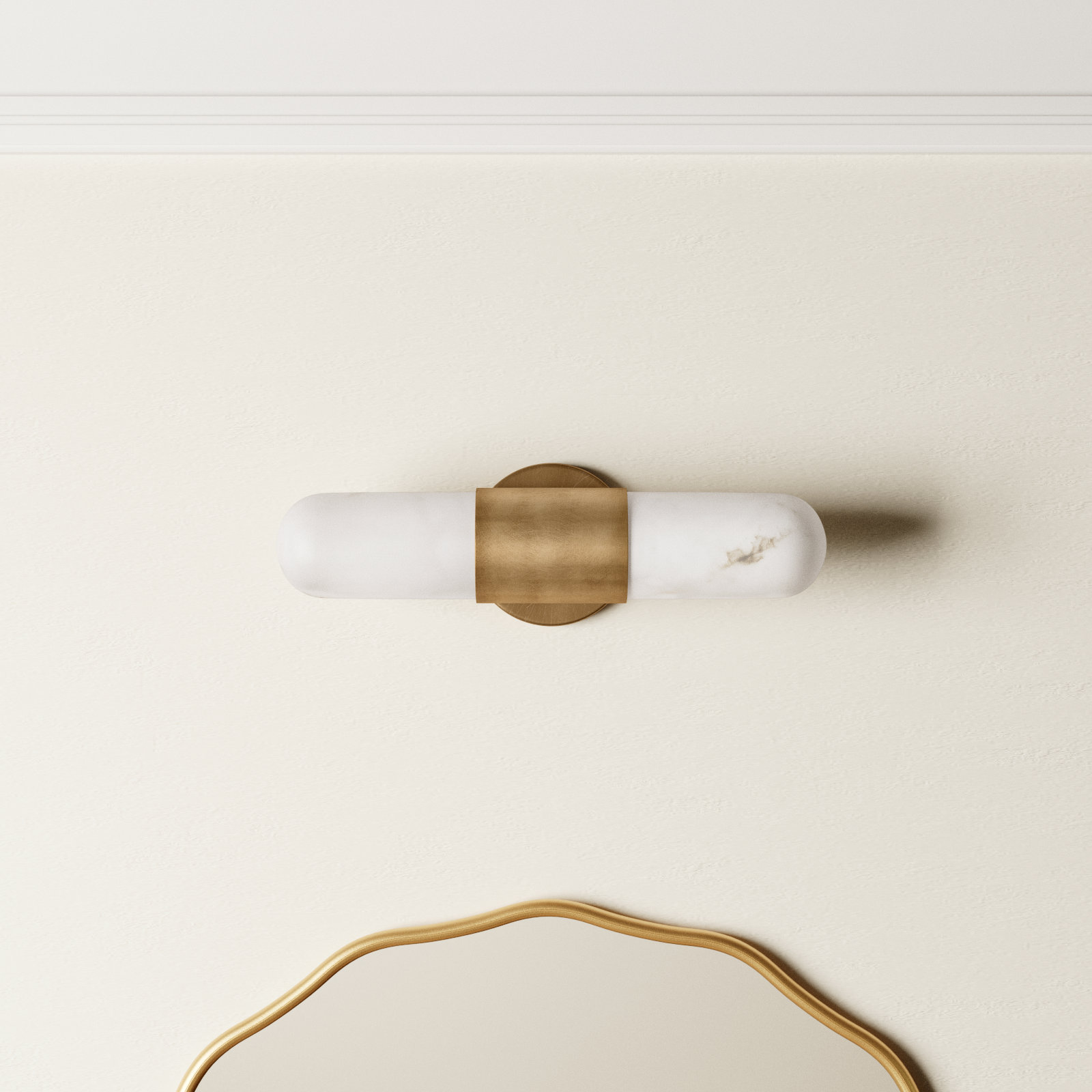 2 Light Frosted Dimmable LED Bath Bar, Heritage Brass