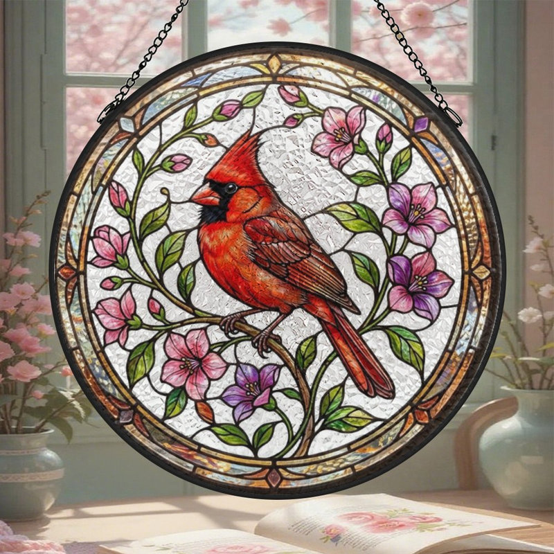 Panneau de vitrail rouge (1) vitrail pour fenêtre, 7,8 x 7,8 po (20 x 20 cm)
