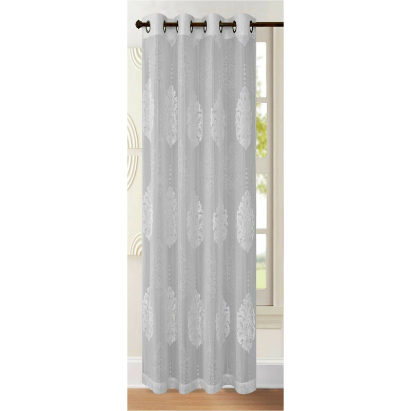 Hughesville Semi Sheer Curtain Single Panel, White, 140 W x 137 D cm