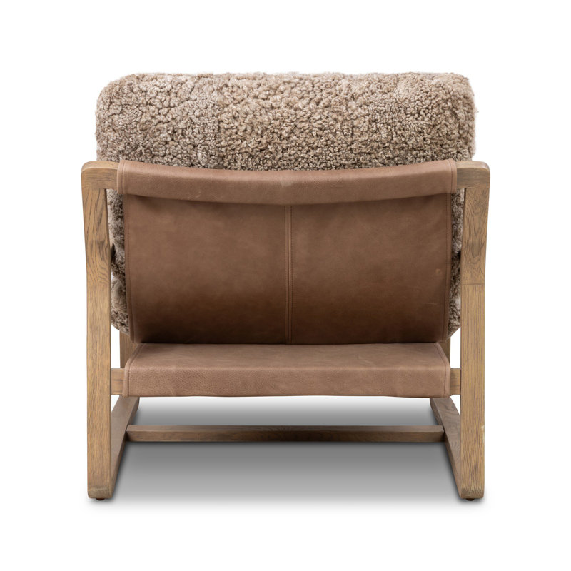 Ace Chair, Surrey Olive, Taupe Genuine Shearling, Drifted Oak