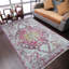 Tapis beige en polyester tissé à la machine tissé à la machine - couleur rose | Conception orientale-461628703