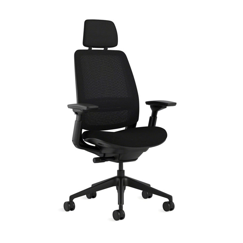 Steelcase Series 2 3D Microknit Airback Task Chair with Headrest, Persimmon/Nickel, Black, Hard Floor