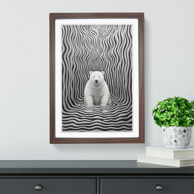 Polar Bear Op - Single Picture Frame Print on Wood