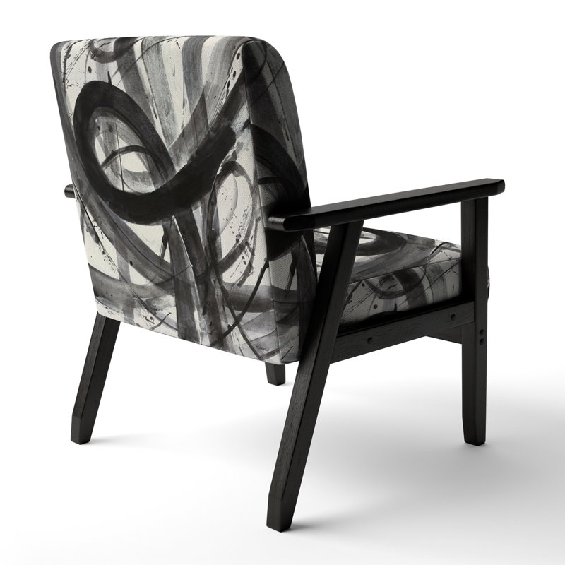 «Goulven - Peinture minimaliste en noir et blanc - Fauteuil rembourré d'appoint moderne