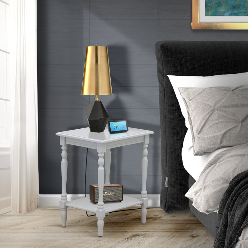 Bedford Nightstand - Rectangle End Table with Open Storage Shelf for Bedroom, Urban Gray, Urban Gray