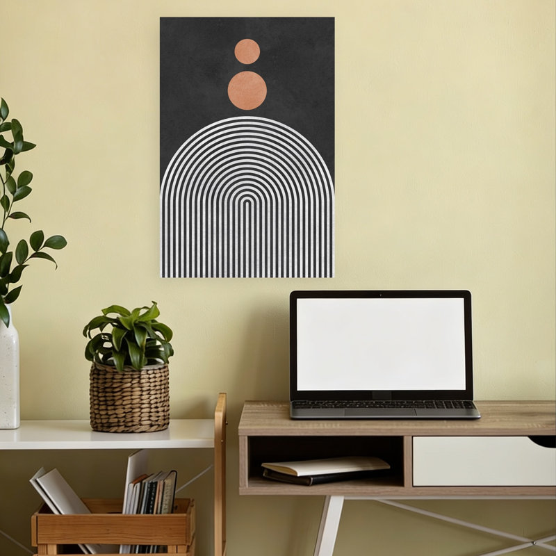 «Terracotta Circles And Arches», reproduction d'art murale contemporaine abstraite, 18" H x 12" W