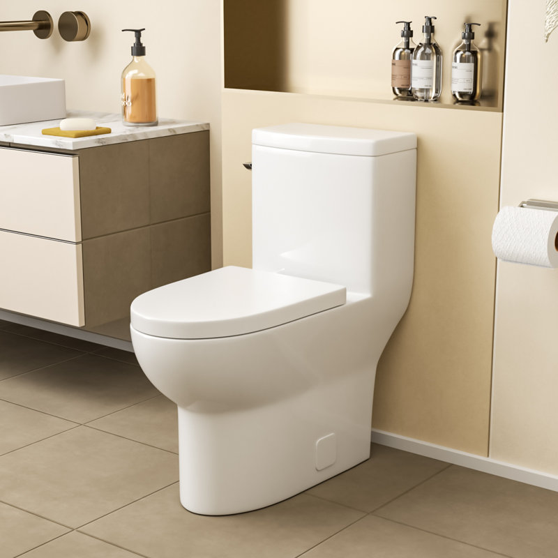 Toilette allongée à simple chasse 1,28 gallon par chasse d'eau avec siège à fermeture en douceur (siège inclus)