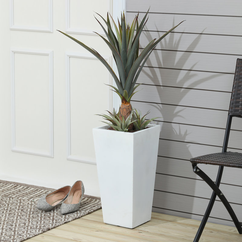 Tapered MgO Pot Planter with Drainage Holes, 18.5" H x 9.45" W x 9.45" D