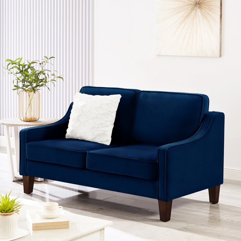 Canapé en velours bleu marine moderne - Élégant et confortable 2 sièges moelleux, Marine, 2, H 34,25 po x l 51,5 po x P 29 po