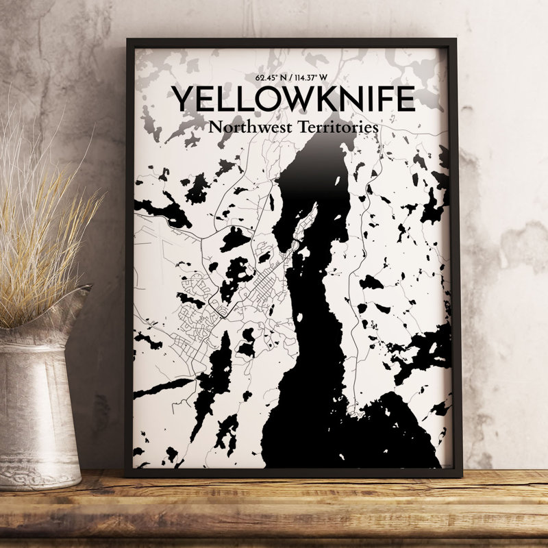 Yellowknife City Map - No Frame Print, 70.1cm H x 50cm W x 0.1cm D