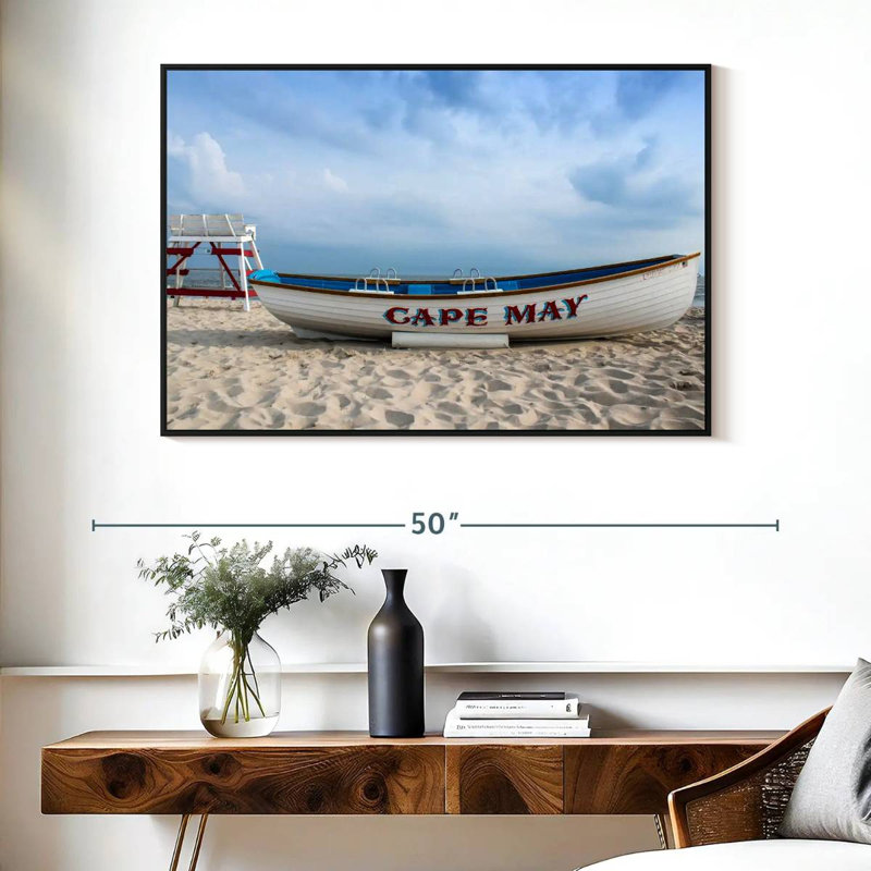 Bateau au cap May, Cadre flottant noir, 40 po x 27 po